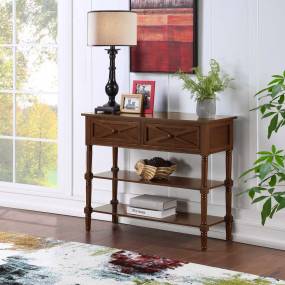 Country Oxford 2 Drawer Console Table in Espresso - Convenience Concepts 503199ES