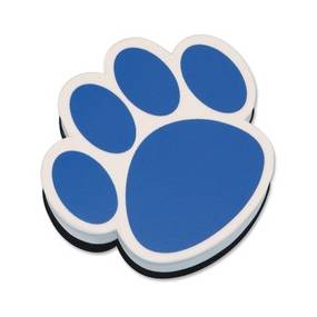Ashley Paw Shaped Magnetic Whiteboard Eraser - Used as Mark Remover - Magnetic, Lightweight - Blue, White - 1Each - ASH10002