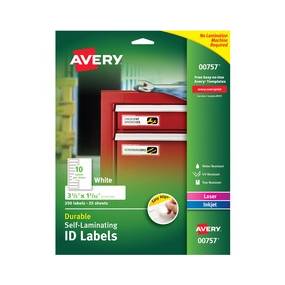 Avery Easy Align ID Label - Permanent Adhesive - Rectangle - Laser, Inkjet - White - Film - 10 / Sheet - 25 Total Sheets - 250 Total Label(s) - 5 - AVE00757