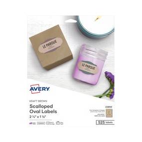 Avery Multipurpose Label - Permanent Adhesive - Oval Scallop - Laser, Inkjet - Kraft Brown - Paper - 21 / Sheet - 25 Total Sheets - 525 Total Label(s) - 5 - AVE22855