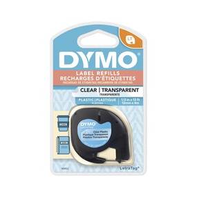Dymo Letra Tag Labelmaker Tapes - 1/2" Width - Direct Thermal - Clear - Plastic - DYM16952