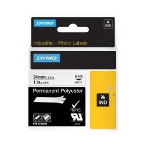 Dymo Rhino Permanent Polyester Tape - 15/16" Width x 18 ft Length - Permanent Adhesive - Rectangle - Thermal Transfer - White - Polyester - DYM1734523