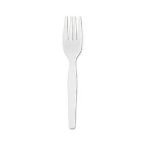 Genuine Joe Heavyweight White Plastic Forks - 100 / Box - 4000 Piece(s) - 4000/Carton - 4000 x Fork - Disposable - Polystyrene - White - GJO0010430CT