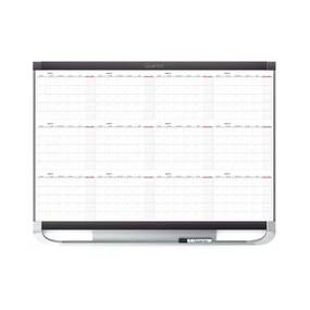 Quartet Prestige?2 Magnetic Calendar Board - Monthly - 1 Year - White, Graphite - Steel - 24" Height x 36" Width - Magnetic, Ghost Resistant, Stain Resistant, Durable, Marker Tray, Mountable - 1 Each - QRT12MCP23P2