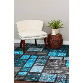 Luxe Weavers Tobis  Collection Turquoise 6x9 Geometric Area Rug - 1007 Turquoise 6x9