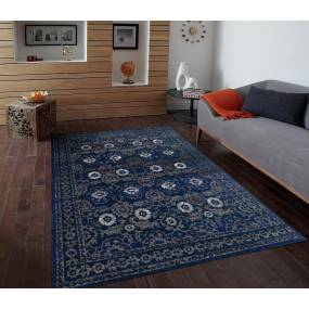 Luxe Weavers Buckingham Collection Blue 5x7 Abstract Area Rug - 1454 DarkBlue 5x7