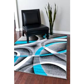 Luxe Weavers Victoria Collection Turquoise 5X7 Abstract Area Rug - 2305 Turquoise 5X7
