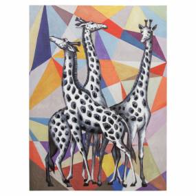 Contemporary View of Giraffes  Gallery Wrapped Canvas Wall Art - Yosemite Home Décor 3130017