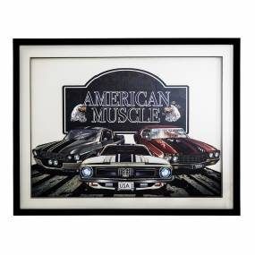  American Muscle  - 3D Collage, 40Wx30H Wall Art, Framed - Yosemite Home Décor 3220023