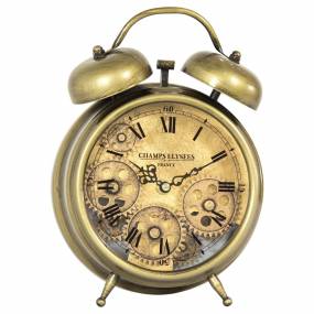 Aged Bronze and Brass Gears Table Top Clock - Yosemite Home Décor 5120009