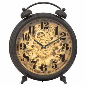 Black and Brass Gear Table Top Clock - Yosemite Home Décor 5120010