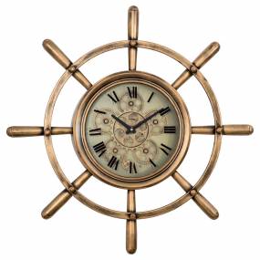 Ships Wheel Copper Wall Clock - Yosemite Home Décor 5120011