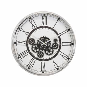 Black and White 22D Clock with Open Moving Gears  - Yosemite Home Décor 5130013