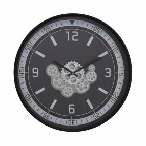 Traditionalist 23D Black Clock with Open Moving Gears  - Yosemite Home Décor 5130015