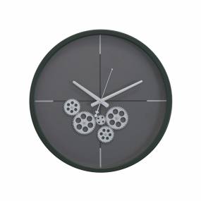 Modern Minimalist 18D Dark Green Clock with Open Moving Gears - Yosemite Home Décor 5130016