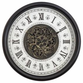 Classic Chic Clock with Gears Black and White Wall Clock - Yosemite Home Décor 5140030