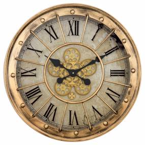 Gilded Round Gear Clock - Yosemite Home Décor 5140040
