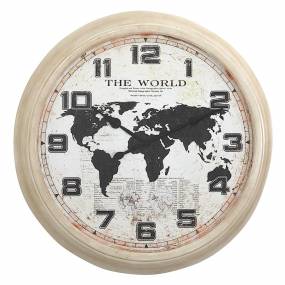 Rustic World Map, 37D Wall Clock - Yosemite Home Décor 5140049