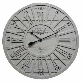  Kensington Station II Wood Wall Clock in Distressed Gray - Yosemite Home Décor 5240004
