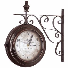  Double Sided Black Frame Metal Wall Clock with Wall Mount Holder - Yosemite Home Décor CLKA1B359