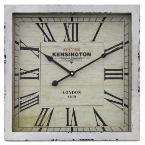  Square Skip Movement Wood Wall Clock with Distressed White Frame - Yosemite Home Décor CLKA1B950
