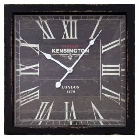  Square Skip Movement Wood Wall Clock with Distressed Black Frame - Yosemite Home Décor CLKA1B952