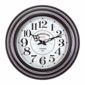  Circular Skip Movement Wall Clock with Black Iron Frame in White - Yosemite Home Décor CLKA6165CMD