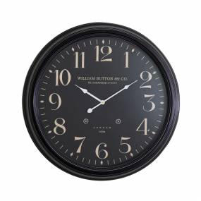  Circular Iron Wall Clock Black with Distressed Iron Frame in Black  - Yosemite Home Décor CLKA9B364ND