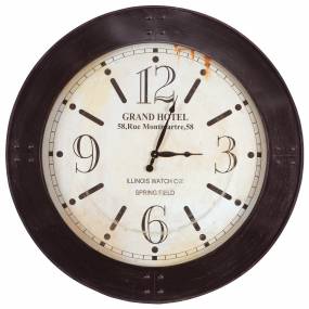  Weathered Metal Wall Clock in White and Black - Yosemite Home Décor CLKBA129