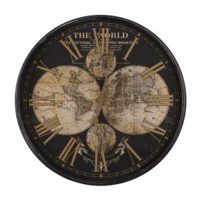  Wealth of Wonder Metal Wall Clock in Black and Brown - Yosemite Home Décor CLKDD3359