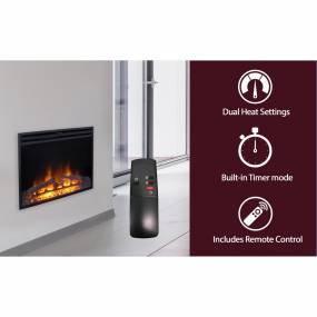 25-In. Freestanding 5116 BTU Electric Fireplace Insert with Remote Control - Cambridge CAM25INS-1BLK