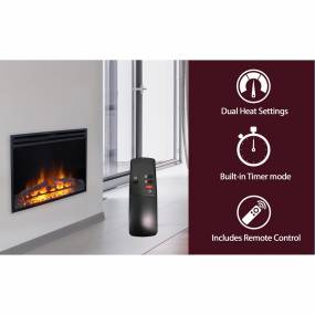 27-In. Freestanding 5116 BTU Electric Fireplace Heater Insert with Remote Control and 9-Hour Timer - Cambridge CAM28INS-1BLK