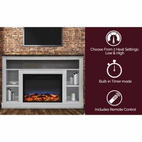 47 In. Electric Fireplace with a Multi-Color LED Insert and White Mantel - Cambridge CAM5021-1WHTLED