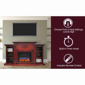 Sanoma 72 In. Electric Fireplace in Cherry with Bookshelves and a Multi-Color LED Flame Display - Cambridge CAM7233-1CHRLED