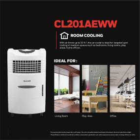 470 CFM Indoor Evaporative Air Cooler (Swamp Cooler) with Remote Control in White - Honeywell CL201AEWW