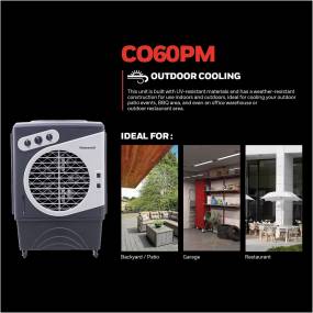 1540 CFM Indoor/Outdoor Evaporative Air Cooler (Swamp Cooler) with Mechanical Controls in Gray/White - Honeywell CO60PM