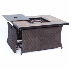 Woven 40,000 BTU Fire Pit Coffee Table with Porcelain Tile Top - Hanover COFFEETBLFP-TILE