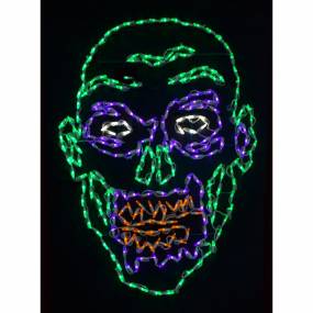 Halloween Indoor/Outdoor Zombie Face LED Light (28 in. x 41 in.) - Haunted Hill Farm FFHELED041-ZMB0-MLT