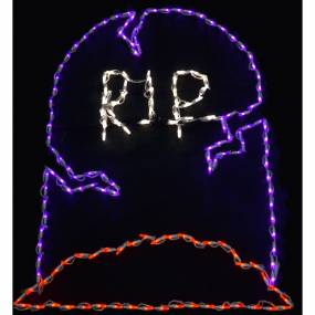 Halloween Indoor/Outdoor R.I.P. Tombstone LED Light (42 in. x 43 in.) - Haunted Hill Farm FFHELED043-RIP0-PUR