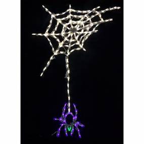 Halloween Indoor/Outdoor Spider Dangling from Web LED Light (32 in. x 45 in.) - Haunted Hill Farm FFHELED045-SPD0-MLT
