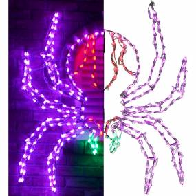 Halloween Giant Outdoor LED Lights, Creepy Crawling Spider (48 x 40 inches) - Haunted Hill Farm FFHELED048-SPD0-PUR