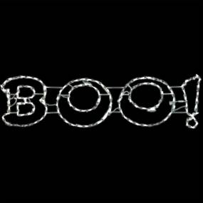Halloween Giant Outdoor LED Lights, BOO Sign (63 x 16 inches) - Haunted Hill Farm FFHELED063-BOO0-WT