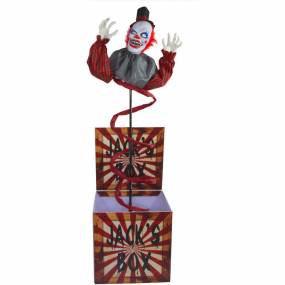 69-In. Jack the Animated Clown in a Box, Indoor or Covered Outdoor Halloween Decoration, Battery Operated - Almo HHCLOWN-22FLSA