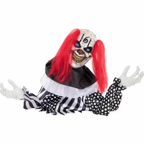 18-In. Buggy the Animated Groundbreaker Clown, Indoor or Covered Outdoor Halloween Decoration, Battery Operated - Almo HHCLOWN-24FLSA