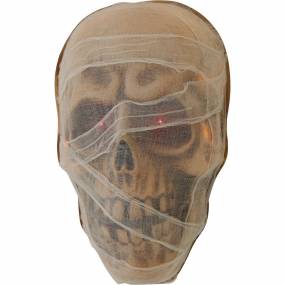 2-ft. Animated Mummy Head Halloween Decoration, Glowing Red Eyes, Battery Operated, Indoor/Covered Outdoor - Haunted Hill Farm HHDHSKULL-2LS