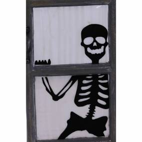 2.25-ft. Skeleton Behind Window Light-Up, Indoor/Covered Outdoor Halloween Decoration, Battery-Operated - Haunted Hill Farm HHDWNDW-2S