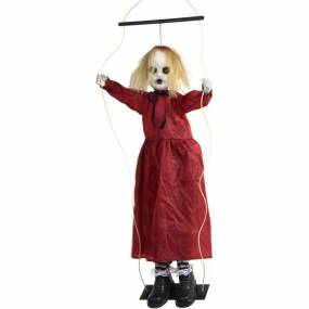 4-Ft. Red the Animated Swinging Zombie Girl, Indoor or Covered Outdoor Halloween Decoration, Battery Operated - Almo HHGIRL-1HA