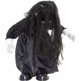 26-In. Lana the Animated Growling Zombie Girl, Indoor or Covered Outdoor Halloween Decoration, Battery Operated - Almo HHGIRL-2FLSA