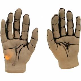 7-In. Light Up Zombie Hand Garland, Outdoor Halloween Decoration, Yellow LED Glow, Battery Operated - Haunted Hill Farm HHHAND-1STKL