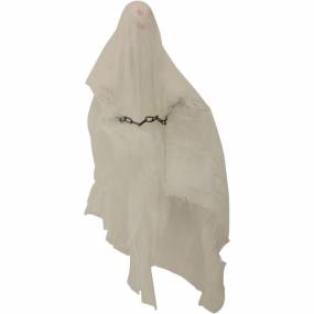 2.7-ft. Animatronic Hanging Ghost, Indoor/Outdoor Halloween Decoration, Red LED Eyes, Poseable, Battery-Operated, Norma - Haunted Hill Farm HHMNGHST-2HLSA